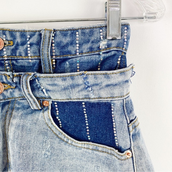 Filles a Papa FAP Size 1 US S 2-4 Blue Distressed Cut Off Denim Jeans Shorts - Picture 4 of 9